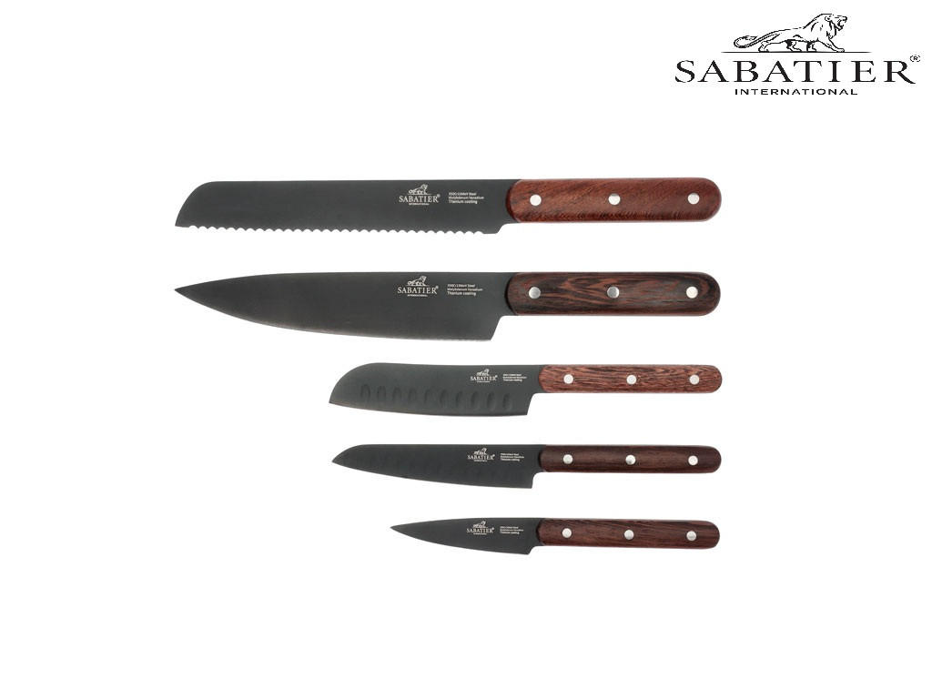 KNIVSET  - svart/mörkbrun, Design, metall/trä (26/2,8/38cm)