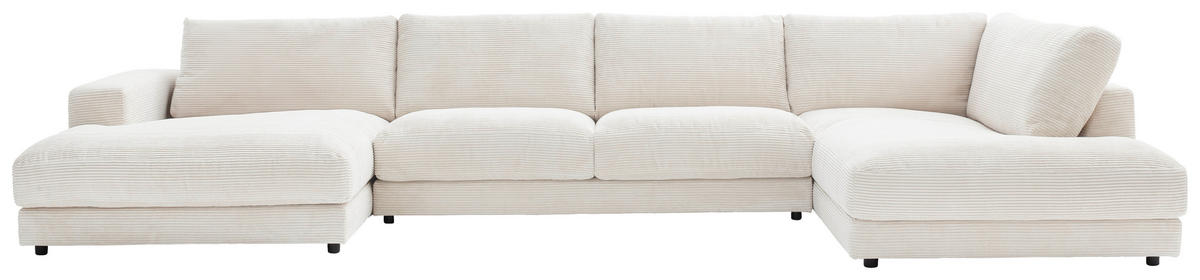 WOHNLANDSCHAFT in Cord Weiss  - Weiss/Schwarz, Design, Kunststoff/Textil (190/425/224cm) - Hom`in