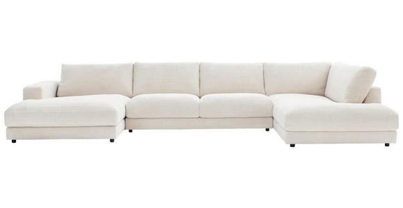 WOHNLANDSCHAFT in Cord Weiß - Schwarz/Weiß, Design, Kunststoff/Textil (190/425/224cm) - Hom`in