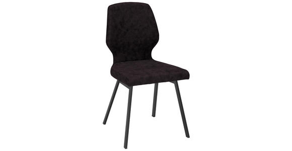STUHL in Eisen Mikrofaser - Anthrazit/Schwarz, MODERN, Textil/Metall (46/91/61cm) - Venda