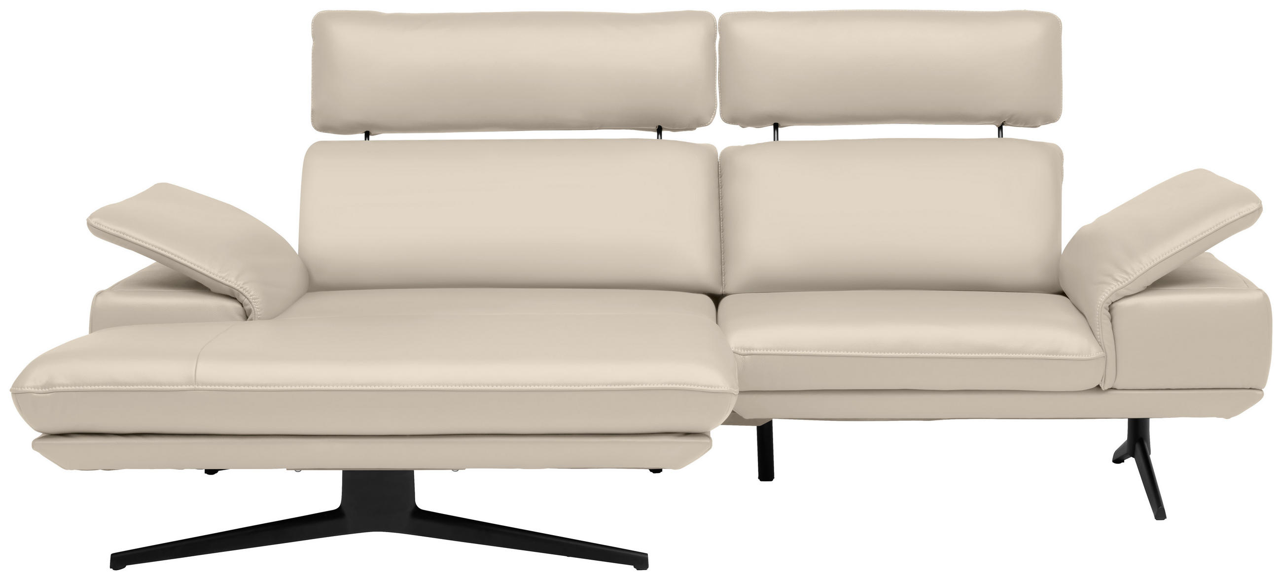 ECKSOFA in Echtleder Ecru  150/242 cm  - Ecru/Beige, Design, Leder/Metall (150/242cm) - Koinor