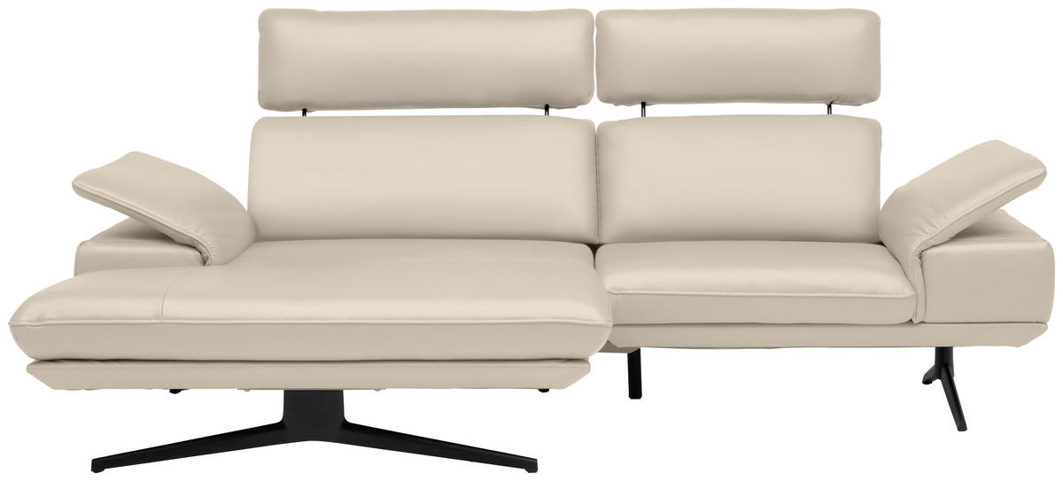 ECKSOFA  in Echtleder Ecru  150/242 cm  - Ecru/Beige, Design, Leder/Metall (150/242cm) - Koinor
