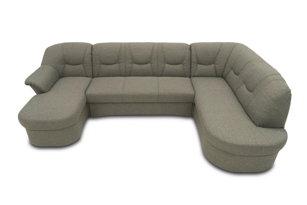 WOHNLANDSCHAFT in Mikrofaser Graubraun  - Graubraun/Schwarz, KONVENTIONELL, Kunststoff/Textil (146/295/180cm) - MID.YOU