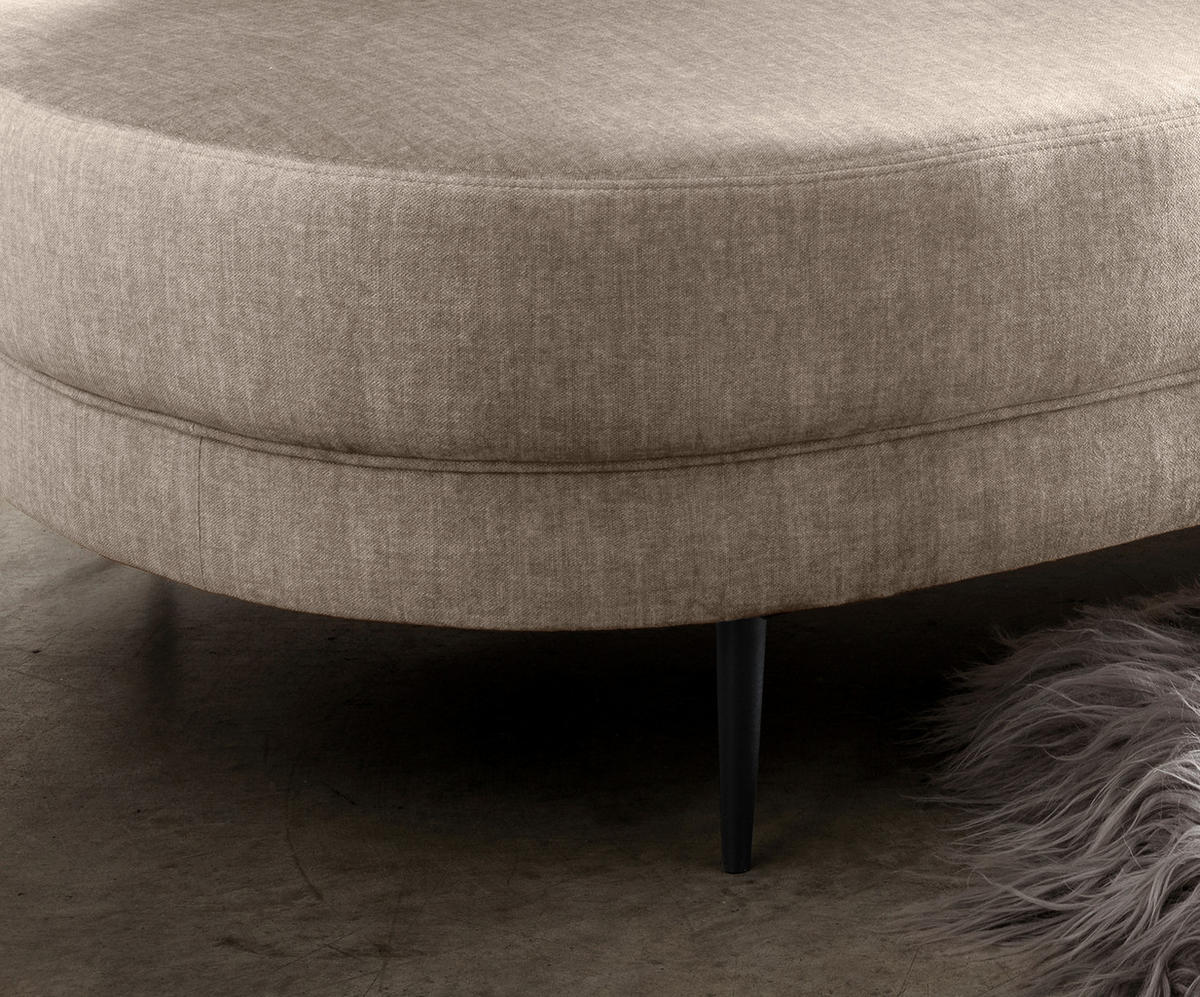 OTTOMANE in Velours Beige  - Beige/Schwarz, Modern, Textil/Metall (211/85/102cm) - Livetastic