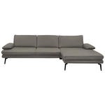ECKSOFA in Echtleder Hellgrau  310/180 cm  - Hellgrau/Schwarz, Design, Leder/Metall (310/180cm) - Dieter Knoll