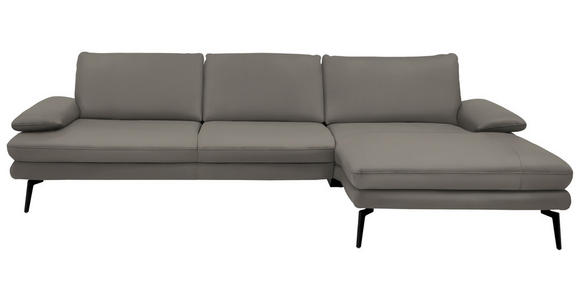 ECKSOFA in Echtleder Hellgrau 310/180 cm - Hellgrau/Schwarz, Design, Leder/Metall (310/180cm) - Dieter Knoll