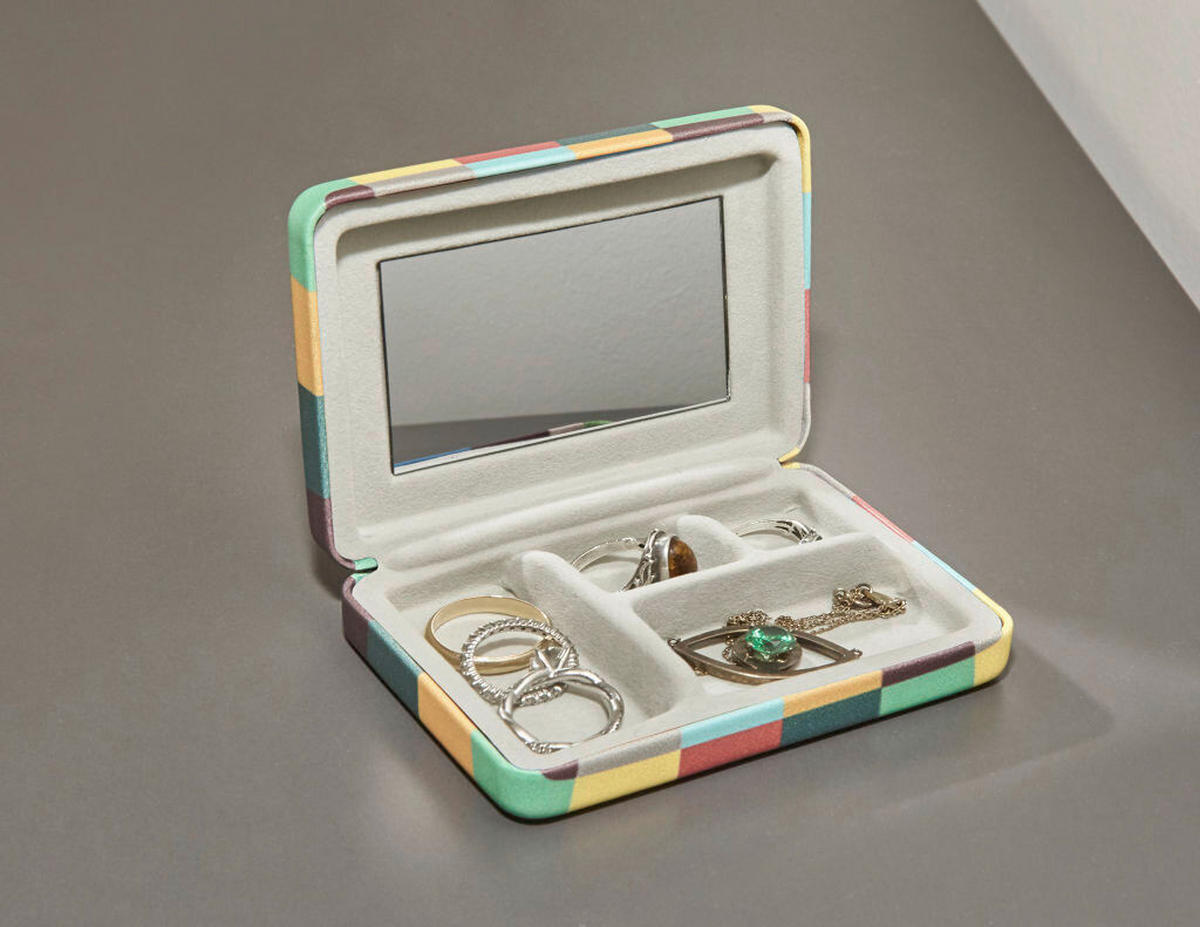 KUTIJA ZA NAKIT   7/2,2/10 cm    - višebojno, Basics, staklo/tekstil (7/2,2/10cm) - Kikkerland