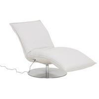 RELAXLIEGE in Echtleder Creme  - Edelstahlfarben/Creme, Design, Leder/Metall (70/99/137cm) - Koinor