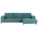 ECKSOFA in Cord Petrol  285/170 cm  - Petrol/Schwarz, KONVENTIONELL, Textil/Metall (285/170cm) - Carryhome