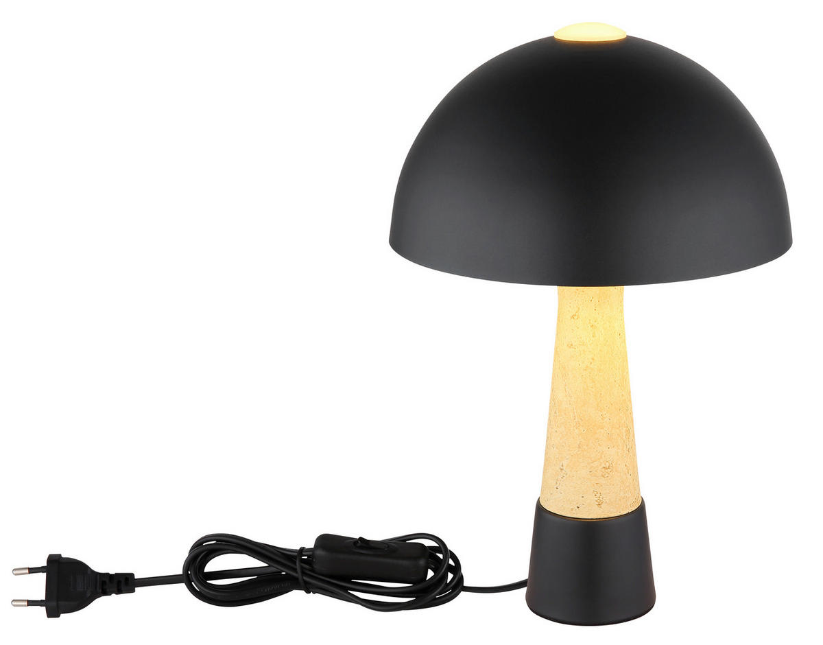 TISCHLEUCHTE 25/36,5 cm   - Beige/Schwarz, Design, Kunststoff/Metall (25/36,5cm) - Globo