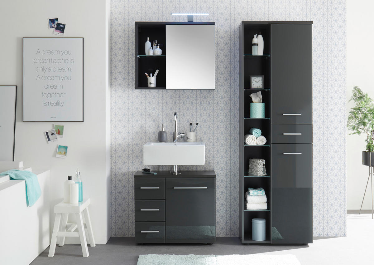 TVÄTTSTÄLLSUNDERSKÅP 69/60/32 cm  - aluminiumfärg/grå, Basics, metall/trämaterial (69/60/32cm) - Livetastic