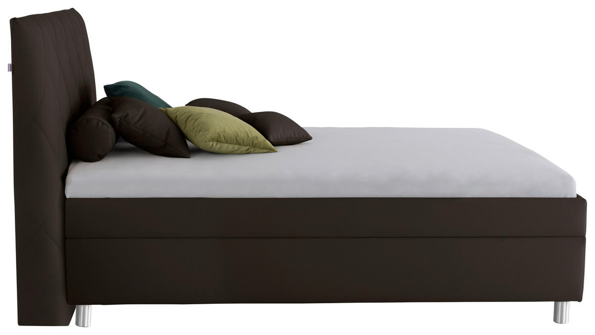 POLSTERBETT Matratze, gepolstertes Kopfteil, Lattenrost, Bettkasten 140/200 cm  in Braun  - Birkefarben/Silberfarben, KONVENTIONELL, Holz/Textil (140/200cm) - Esposa