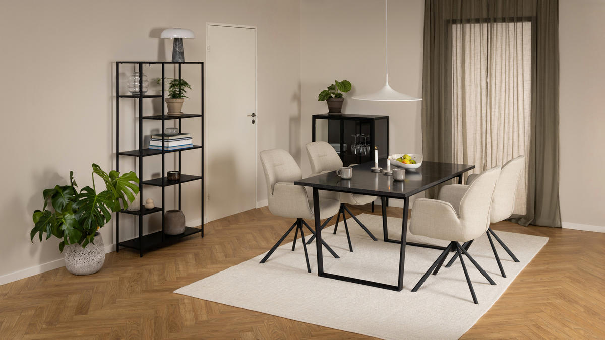 STOLICA S NASLONOM ZA RUKE  bež  tekstil      - bež/crna, Design, tekstil/metal (60,5/90/62cm) - MID.YOU