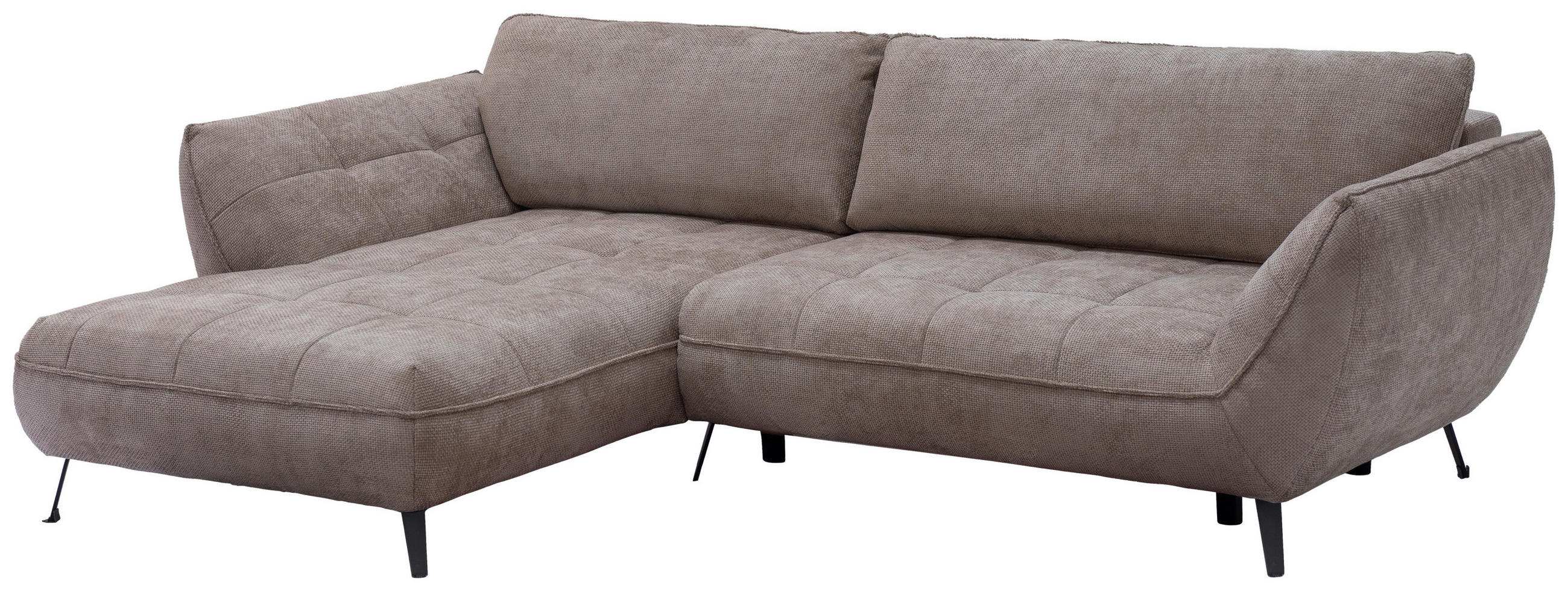 ECKSOFA in Struktur Hellbraun  - Hellbraun/Schwarz, Design, Textil/Metall (187/282cm) - Livetastic