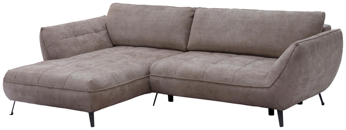 ECKSOFA in Struktur Hellbraun  187/282 cm  - Hellbraun/Schwarz, Design, Textil/Metall (187/282cm) - Livetastic
