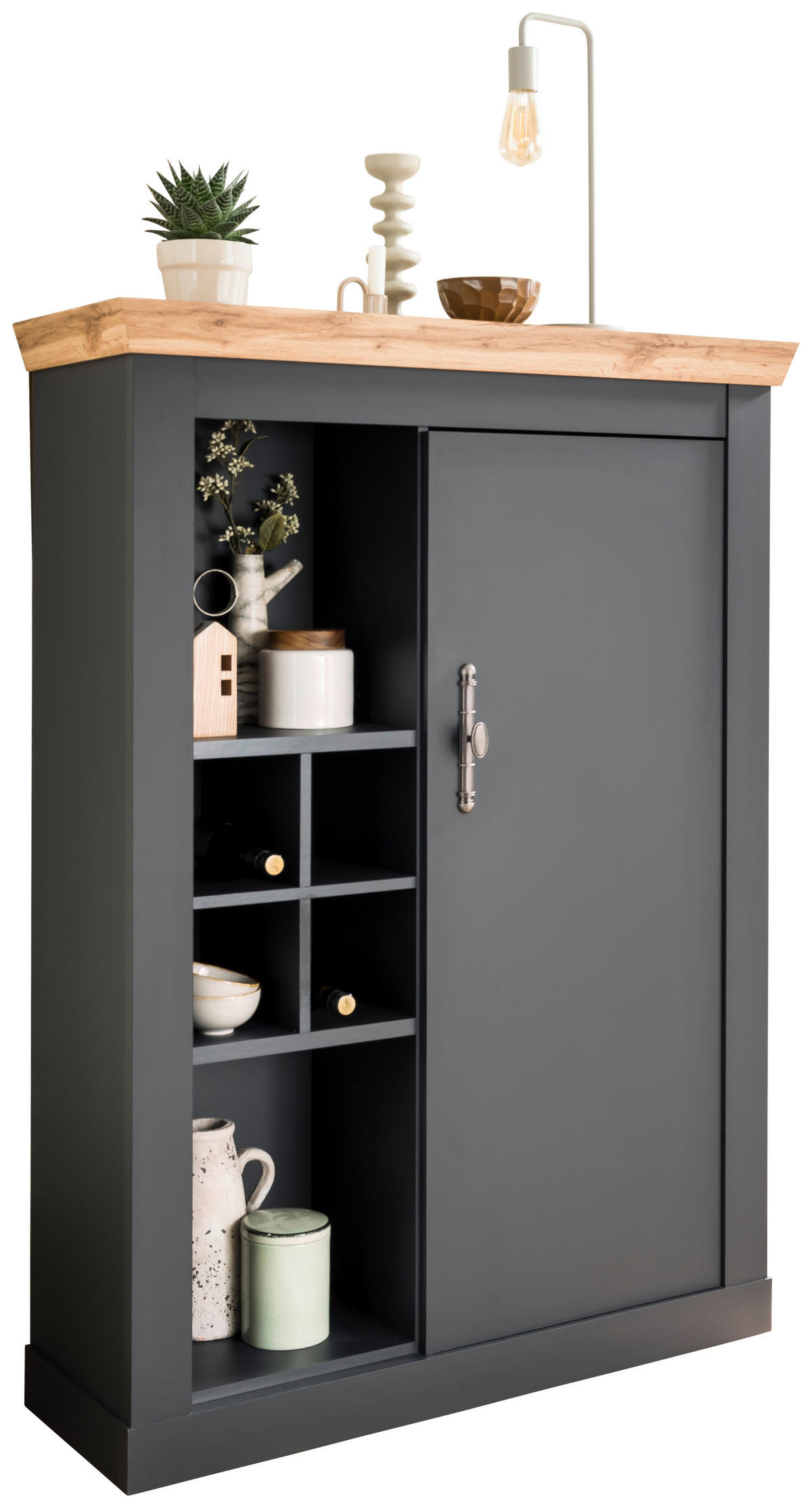 HIGHBOARD  in 107/146/38 cm  - Anthrazit/Silberfarben, Design, Holzwerkstoff/Metall (107/146/38cm) - MID.YOU
