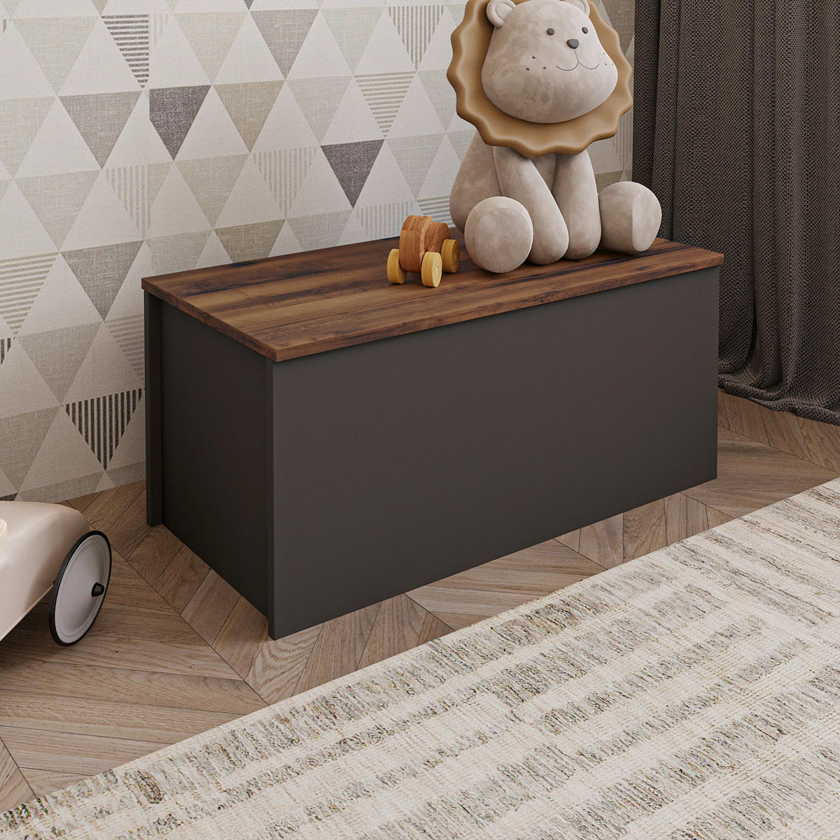 TRUHE - Eichefarben/Anthrazit, Design, Holz (45/45,5/90cm) - Livetastic