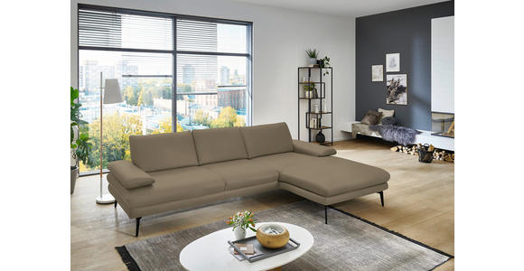 ECKSOFA in Echtleder Beige 310/180 cm - Beige/Schwarz, Design, Leder/Metall (310/180cm) - Dieter Knoll