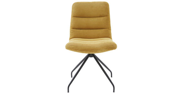 STUHL  in Cord Textil  - Gelb/Schwarz, Design, Textil/Metall (52/88/66cm) - Dieter Knoll