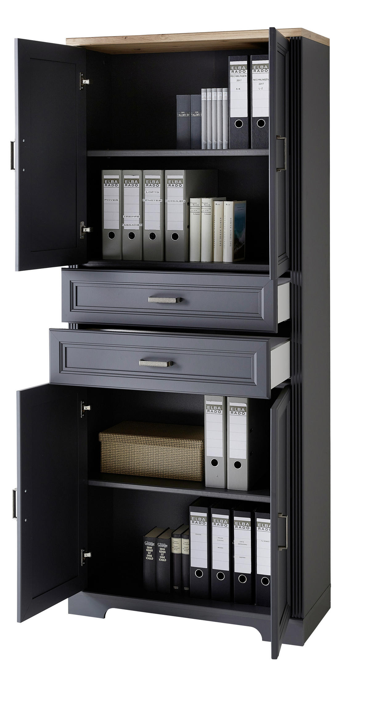 Dulap Pentru Acte  86/204/38 cm  - grafit/stejar Artisan, Romantik / Landhaus, material pe bază de lemn (86/204/38cm) - Landscape