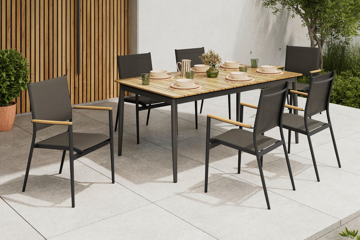 GARTENTISCH 180-235/100/76 cm  - Anthrazit/Beige, MODERN, Kunststoff/Metall (180-235/100/76cm) - Ambia Garden