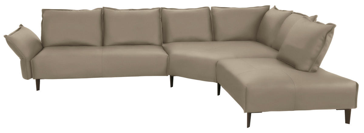 ECKSOFA in Echtleder Graubraun  340/272 cm  - Graubraun/Schwarz, Design, Leder/Metall (340/272cm) - W.Schillig