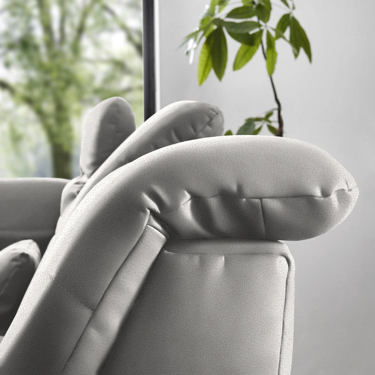 ECKSOFA Flachgewebe Creme  - Chromfarben/Creme, Design, Textil (195/309cm) - Beldomo Style