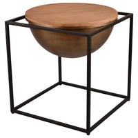 BEISTELLTISCH 53/53/55 cm Eiche massiv Naturfarben, Schwarz rund  - Schwarz/Naturfarben, MODERN, Holz/Metall (53/53/55cm)