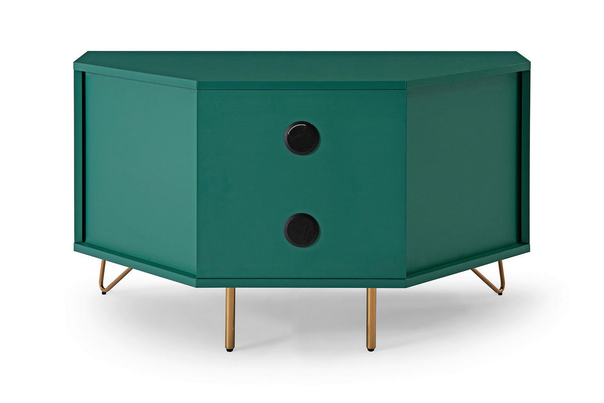 NÍZKA KOMODA, zelená, 100/58/50 cm - zelená/mosadzná, Design, kov/kompozitné drevo (100/58/50cm) - Livetastic
