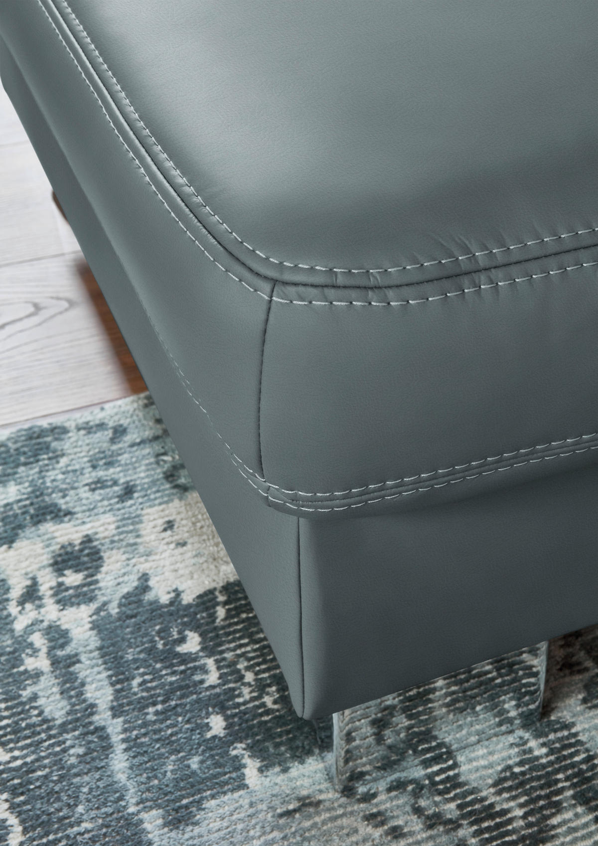 ECKSOFA  in Echtleder Blaugrau  235/248 cm  - Blaugrau/Alufarben, Design, Leder/Metall (235/248cm) - Beldomo Premium