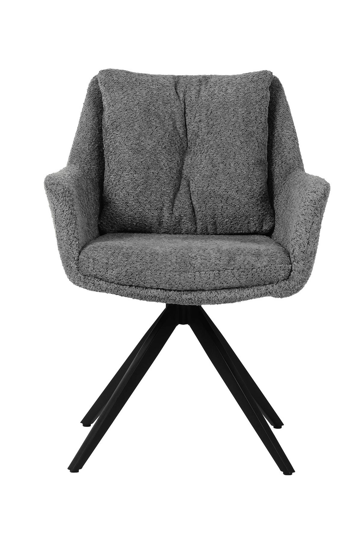 ARMLEHNSTUHL  Sitzfläche 360° drehbar Bouclé  Grau, Schwarz  - Schwarz/Grau, MODERN, Textil/Metall (65,5/84,5/66cm) - MID.YOU