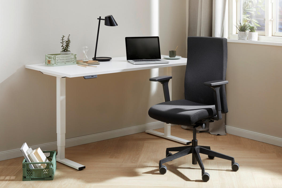SCHREIBTISCH 160/80/56-124 cm  in Weiß  - Alufarben/Weiß, Design, Holzwerkstoff/Metall (160/80/56-124cm) - Voleo