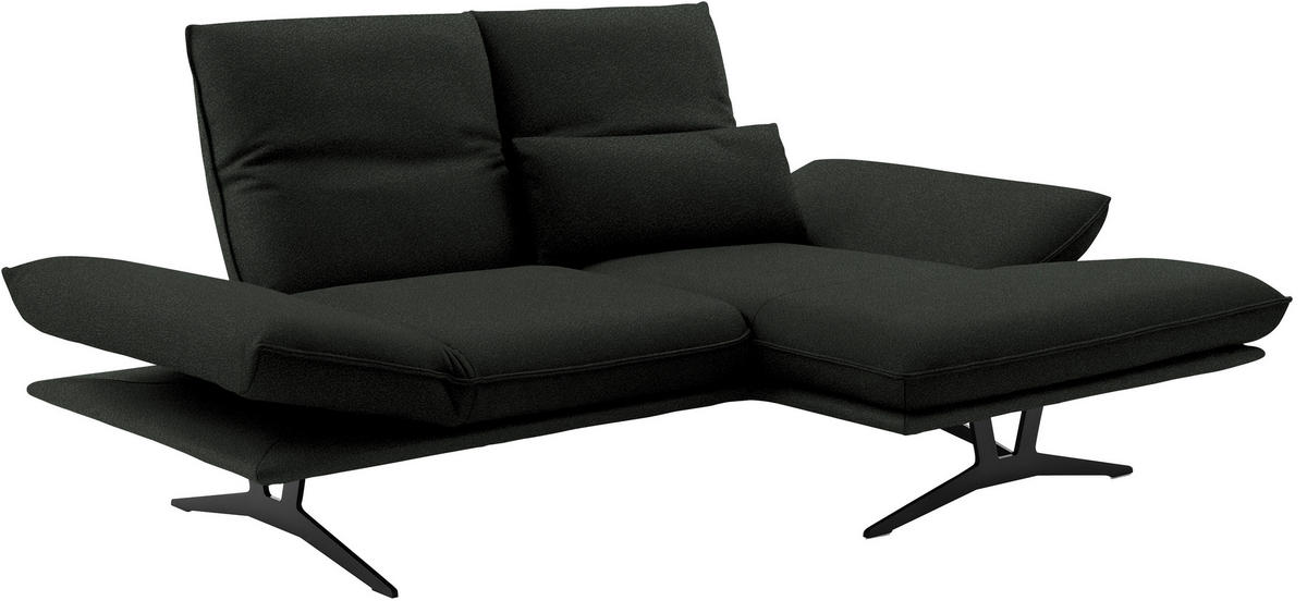 ECKSOFA in Echtleder Dunkelgrün  - Dunkelgrün/Schwarz, Design, Leder/Metall (210/130cm) - Dieter Knoll