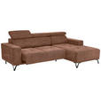 ECKSOFA in Chenille Altrosa  - Schwarz/Altrosa, KONVENTIONELL, Textil/Metall (264/178cm) - Hom`in