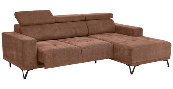 ECKSOFA in Chenille Altrosa  - Schwarz/Altrosa, KONVENTIONELL, Textil/Metall (264/178cm) - Hom`in