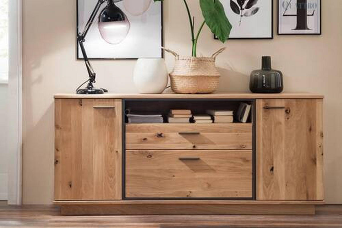 SIDEBOARD Anthrazit, Eichefarben  180/81/44 cm  - Eichefarben/Anthrazit, Konventionell, Holz/Holzwerkstoff (180/81/44cm) - Landscape