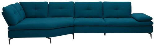 ECKSOFA in Flachgewebe Dunkelblau  - Schwarz/Dunkelblau, Design, Textil/Metall (157/344cm) - Chilliano