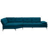 ECKSOFA in Flachgewebe Dunkelblau  157/344 cm  - Schwarz/Dunkelblau, Design, Textil/Metall (157/344cm) - Chilliano