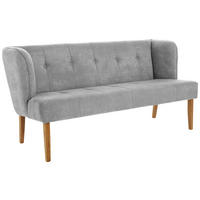 SITZBANK 179/88/76 cm Webstoff Hellgrau Eiche vollmassiv  - Eichefarben/Hellgrau, KONVENTIONELL, Holz/Textil (179/88/76cm) - Cantus