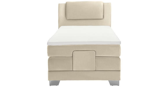 BOXSPRINGBETT 100/200 cm in Hellbraun - Hellbraun/Silberfarben, KONVENTIONELL, Kunststoff/Textil (100/200cm) - Esposa