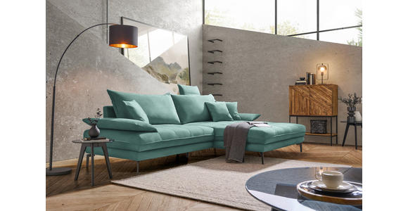 ECKSOFA in Mikrofaser Mintgrün 292/176 cm - Schwarz/Mintgrün, MODERN, Textil/Metall (292/176cm) - Carryhome