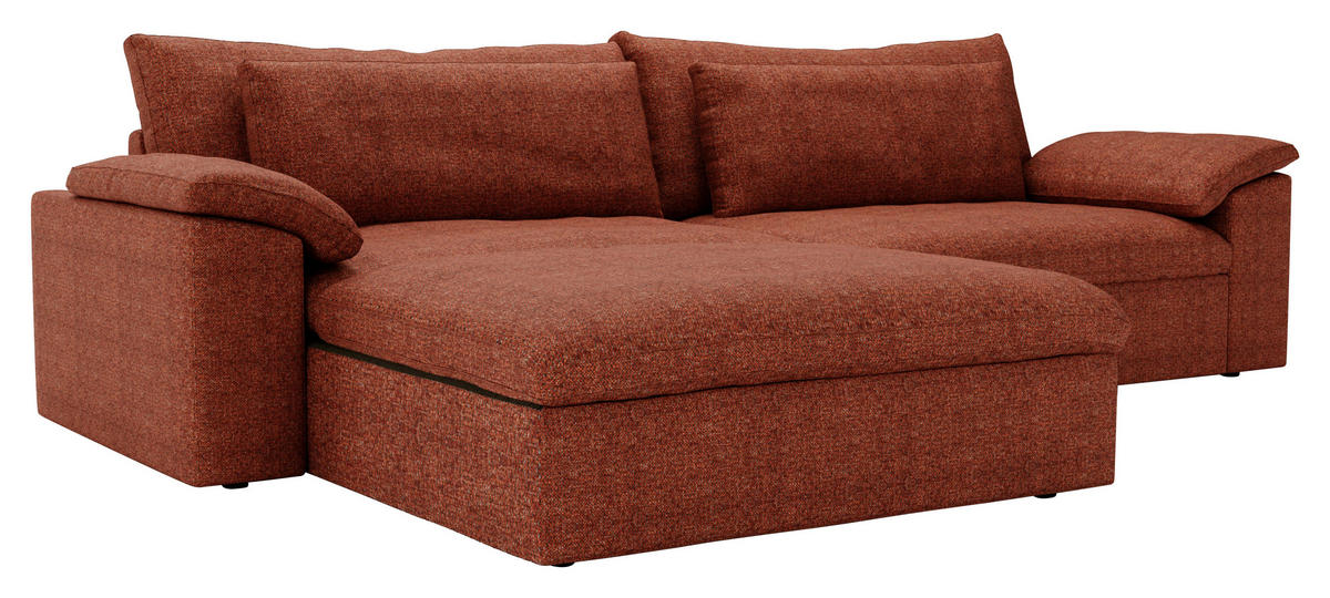 ECKSOFA  in Webstoff Rostfarben  198/306 cm  - Rostfarben/Schwarz, MODERN, Kunststoff/Textil (198/306cm) - Carryhome
