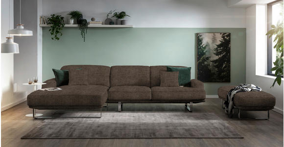 ECKSOFA in Webstoff Mokka  - Mokka, Design, Textil/Metall (184/304cm) - Dieter Knoll