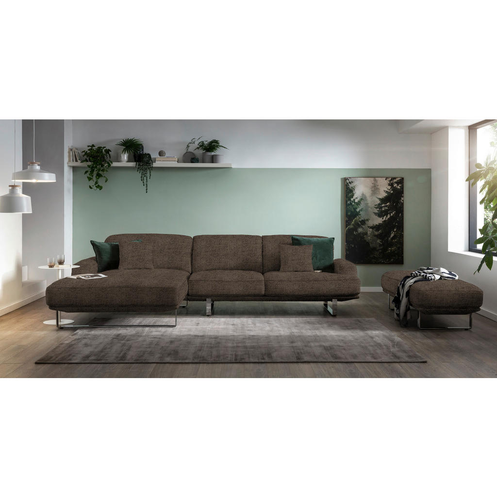 Thumbnail - Dieter Knoll Ecksofa Lesina, Mokka, Textil, 3-Sitzer, Ottomane links, L-Form, 304x184 cm, Typenauswahl, Fußauswahl, Lede...