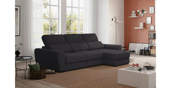 ECKSOFA in Mikrofaser Schwarz  - Schwarz, KONVENTIONELL, Kunststoff/Textil (285/177cm) - Carryhome