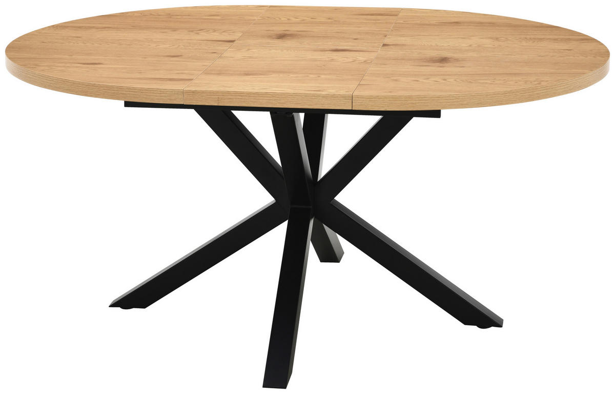 ESSTISCH in Metall, Holzwerkstoff 120/120/75 cm   - Eichefarben/Schwarz, Basics, Holzwerkstoff/Metall (120/120/75cm) - Livetastic