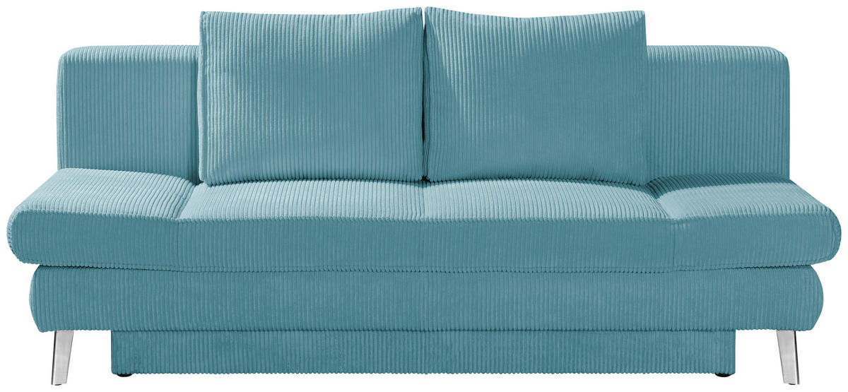 SCHLAFSOFA in Cord Türkis  - Türkis/Chromfarben, Design, Textil/Metall (200/85/90cm) - Xora