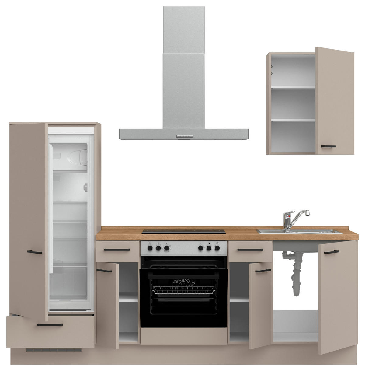 KÜCHENLEERBLOCK 240 cm   in Eichefarben, Sandfarben  - Sandfarben/Eichefarben, MODERN, Holzwerkstoff/Metall (240cm) - Nobilia