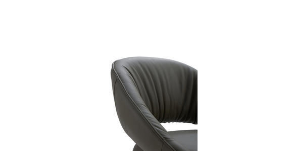 ARMLEHNSTUHL  Sitzfläche 360° drehbar, automatische Rückholfunktion  Echtleder  - Schwarz/Graugrün, Design, Leder/Metall (61/81/66cm) - Dieter Knoll