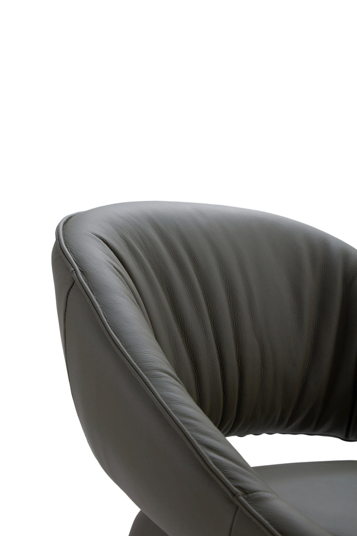 ARMLEHNSTUHL  Sitzfläche 360° drehbar, automatische Rückholfunktion  Echtleder  - Schwarz/Graugrün, Design, Leder/Metall (61/81/66cm) - Dieter Knoll